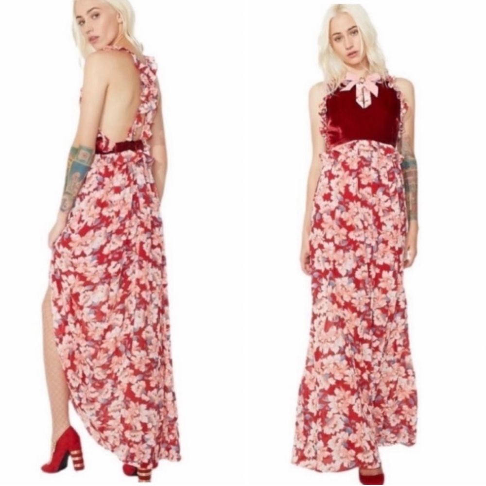 For Love and Lemons Velvet and blossom maxi